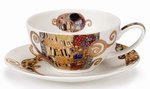 Dunoon-fbC-wide-cup & saucer-kop & schotel-BELLE EPOQUE-The Kiss-22 karaats-goud-accenten-