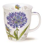 Dunoon-beker-mok-mug-Tasse-Nevis-BOTANICAL-SKETCH-Agapnathus-Afrikaanse-Lelie-blauw-paars-Michele_Aubourg-