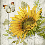 Papieren servet P+D cocktail p/20 VINTAGE SUNFLOWER 25x25cm Zonnebloem 