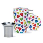 SHETLAND 3-dlg set WARM HEARTS beker+infuser+lid gekleurde harten
