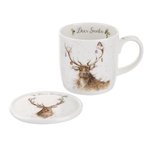 Royal Worcester Christmas Giftset DEER SANTA Wrendale Kerstmis Rendier met versiert gewei Royal Worcester Christmas Giftset DEER SANTA Wrendale Kerstmis Rendier met versiert gewei