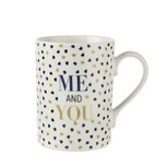 Beker Portmeirion Tekst ME AND YOU 0,34 Ltr. hartjes blauw en goud Beker Portmeirion Tekst ME AND YOU 0,34 Ltr. hartjes blauw en goud