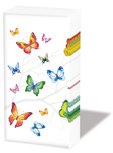 Papieren zakdoekjes AB p/10 COLOURFUL BUTTERFLIES gekleurde vlinders