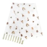 WRENDALE tafelloper 260x36cm Bosdieren en mintgroene streep WRENDALE tafelloper 260x36cm Bosdieren en mintgroene streep