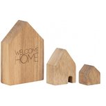 Raeder Wooden Houses set/3 Acasiahout huisjes WELCOME HOME