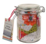 MAYA katoenen Theedoek motief Vogels en Bloemen in weckpot MAYA katoenen Theedoek motief Vogels en Bloemen in weckpot