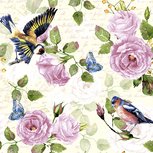 Papieren cocktail servet VINTAGE GARDEN p/20 25x25cm Roosjes & vogels Papieren cocktail servet VINTAGE GARDEN p/20 25x25cm Roosjes & vogels