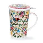 SHETLAND set SATORI Pink gold mug+infuser+lid nostalgisch vogels en bloemen met goud SHETLAND set SATORI Pink gold mug+infuser+lid nostalgisch vogels en bloemen met goud