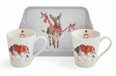 Wrendale XMAS ROBINS Mug & Tray set 3-delig WINTER FRIENDS Roodborstjes Wrendale XMAS ROBINS Mug & Tray set 3-delig WINTER FRIENDS Roodborstjes