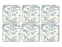 WILLOW BOUGH Blue Onderzetters s/6 Wilgenbladeren blauw by Morris & Co WILLOW BOUGH Blue Onderzetters s/6 Wilgenbladeren blauw by Morris & Co