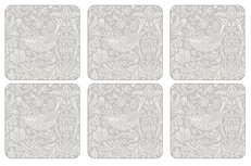 PURE MORRIS Strawberry thief white Onderzetters s/6 PURE MORRIS Strawberry thief white Onderzetters s/6