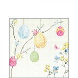 Papieren servetten AB 25x25cm HANGING EGGS eieren in zachte tinten