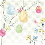 Papieren servetten AB 33x33cm HANGING EGGS eieren in zachte tinten