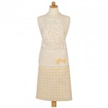 Schort katoen 70x85cm SPRING TIME Lente kuiken bloemen ruit