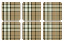 TARTAN GREEN Onderzetters s/6 Pimpernel Schotse ruit beige/groen TARTAN GREEN Onderzetters s/6 Pimpernel Schotse ruit beige/groen