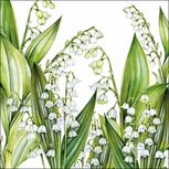 Papieren lunch servetten p/20 AB 33x33cm SWEET LILY  lelietjes van dalen Papieren lunch servetten p/20 AB 33x33cm SWEET LILY  lelietjes van dalen