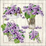 Papieren servetten AB 33x33cm p/20 PURPLE BOUQUETS paarse bloemen