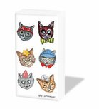 Papieren zakdoekjes FUNNY CATS  AB p/10 Kattenkopjes