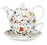 DUNOON Tea4one fine bone China SECRET WOOD Vogels Eekhoorn Muis Vlinders 