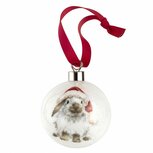 XMAS Bauble 6,6cm WRENDALE HO HO HO  Santa ROSIE Konijn met Kerstmuts  XMAS Bauble 6,6cm WRENDALE HO HO HO  Santa ROSIE Konijn met Kerstmuts