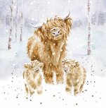 Wrendale Notecard p/8 Kerstkaarten A HIGHLAND CHRISTMAS Cow and Calves in de sneeuw Wrendale Notecard p/8 Kerstkaarten A HIGHLAND CHRISTMAS Cow and Calves in de sneeuw