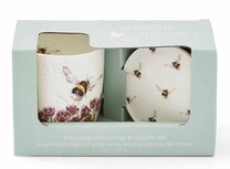 Royal Worcester giftset BUMBLE BEE beker en onderzetter WRENDALE Hommel Royal Worcester giftset BUMBLE BEE beker en onderzetter WRENDALE Hommel