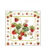 Papieren servetten AB 25x25cm FRESH STRAWBERRIES frisse Aardbeien plantjes Papieren servetten AB 25x25cm FRESH STRAWBERRIES frisse Aardbeien plantjes