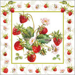 Papieren servetten AB 33x33cm FRESH STRAWBERRIES frisse Aardbeien plantjes Papieren servetten AB 33x33cm FRESH STRAWBERRIES frisse Aardbeien plantjes