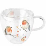 Theeglas Ambiënte dubbelwandig glas ROBIN FAMILY 200ml Hartvorm Roodborstjes Theeglas Ambiënte dubbelwandig glas ROBIN FAMILY 200ml Hartvorm Roodborstjes