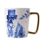 Heinen Delfts blauw mok beker 300ml HOND MET SIGAAR met goudkleurig oor Heinen Delfts blauw mok beker 300ml HOND MET SIGAAR met goudkleurig oor