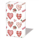 Papieren zakdoekjes AB p/10 LOVELY HEARTS rode versierde hartjes 