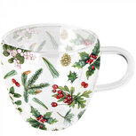 Theeglas Ambiënte dubbelwandig glas WINTER GREENERY 200ml Hartvorm van binnen Kerstgroen Theeglas Ambiënte dubbelwandig glas WINTER GREENERY 200ml Hartvorm van binnen Kerstgroen