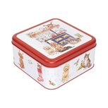 Vierkante Koektrommel WRENDALE Xmas COUNTRY KITCHEN Dog and Cat feestelijke keuken met honden en katten  Vierkante Koektrommel WRENDALE Xmas COUNTRY KITCHEN Dog and Cat feestelijke keuken met honden en katten