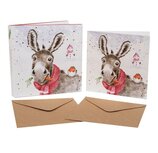 Wrendale Designs Card Box set 8 Kerstkaarten MULETIDE GREETINGS Donkey Christmas cards Ezel met een sjaal om