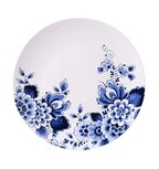 Heinen Delfts blauw wandbord serveerschaal plate 31.5cm BLOESEM grote blauwe bloemen bloesem