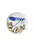 Heinen Delfts blauw wandbord wall plate 20cm Insecten DRAGONFLY bordje met blauwe Libelle en bloemenmand