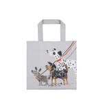 PVC small shopper kleine boodschappentas met hengsels DOG DAYS honden aan uitlaat lijn gevoerd grijs