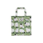 PVC small shopper kleine boodschappentas met hengsels WOOLLY SHEEP schapen in het groen gevoerd 