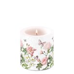 Ambiente Kaars Candle Small AMELIA white 35hrs Roze en witte Rozen en vlinders