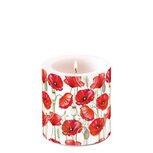 Ambiente Kaars Candle Small POPPY ALL OVER White 35hrs Klaprozen