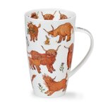HEELAN COOS Henley XL beker bruine Highland Cows en kalfjes