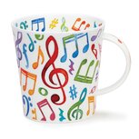 Dunoon mug model Cairngorm XL beker UPBEAT met gekleurde Muzieknoten G-sleutel en muziektekens 480ml