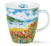 Nevis beker COASTAL VIEW GARDEN Tuinen langs de kustlijn bloemen boten en vogels by Claire Tupper