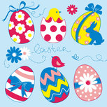 Papieren servet AB 33x33cm p/20 EASTER EGGS Collection Paaseieeren blauw