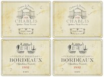 VIN DE FRANCE Placemats 40x30cm s/4 Bordeaux en Chablis VIN DE FRANCE Placemats 40x30cm s/4 Bordeaux en Chablis