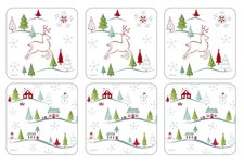 Onderzetters s/6 CHRISTMAS WISH Landschap met hert Onderzetters s/6 CHRISTMAS WISH Landschap met hert