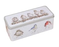 Voorraad trommel langwerpig Cracker Tin WRENDALE BIRDS los deksel Vogels grijs Voorraad trommel langwerpig Cracker Tin WRENDALE BIRDS los deksel Vogels grijs