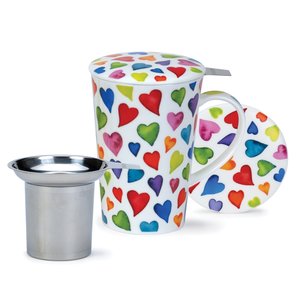 SHETLAND 3-dlg set WARM HEARTS beker+infuser+lid gekleurde harten