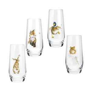 Royal Worcester WRENDALE set of 4 Hi Ball glasses,550ml Haas Muis Vos Eend