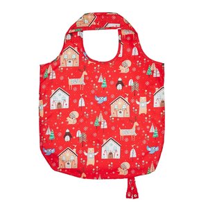 Roll-up Bag Tas opvouwbaar FESTIVE FRIENDS Kerst rood